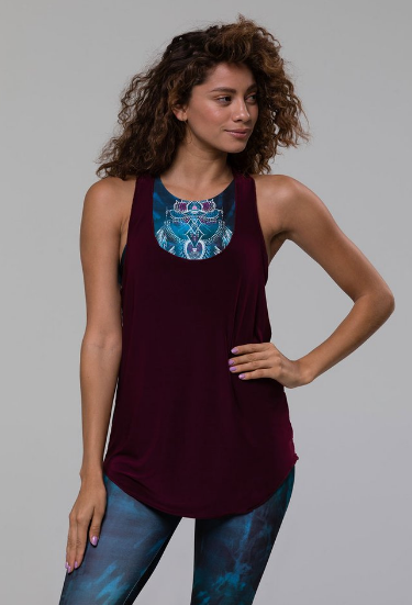Image Title Onzie Glossy Flow Tank - Burgundy
